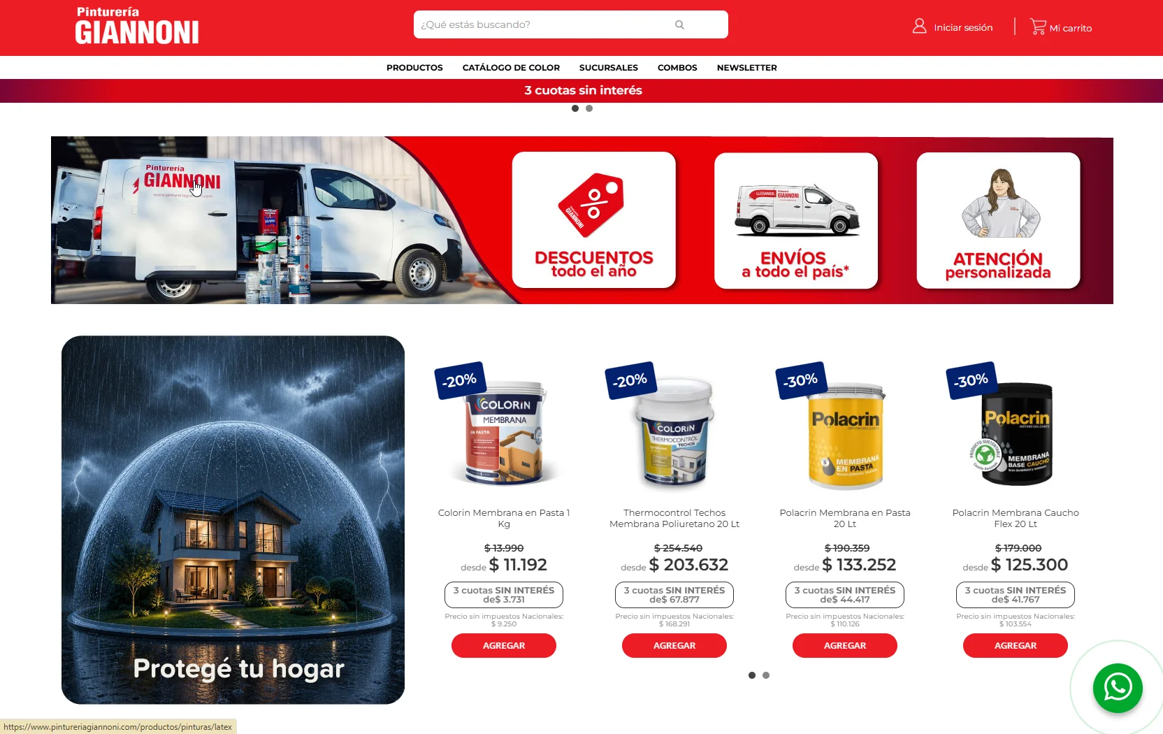 eCommerce de Pinturería Giannoni y catálogo interactivo de Fava